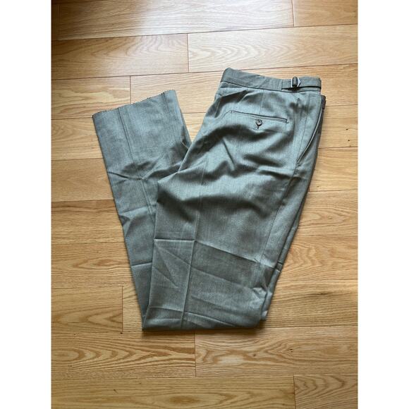 Hickey Freeman Dress Pants Pleated Not Hemmed Light Brown Taupe Size 36 JJ - Picture 1 of 13